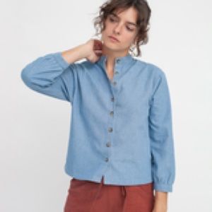 Loup indigo max button up blouse